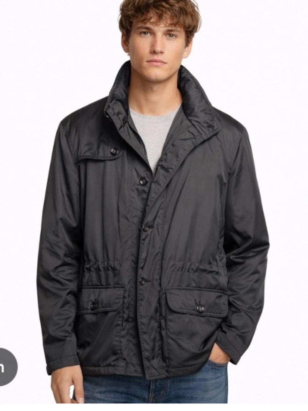 Armani Collezioni Olive Green Nylon Rain Jacket